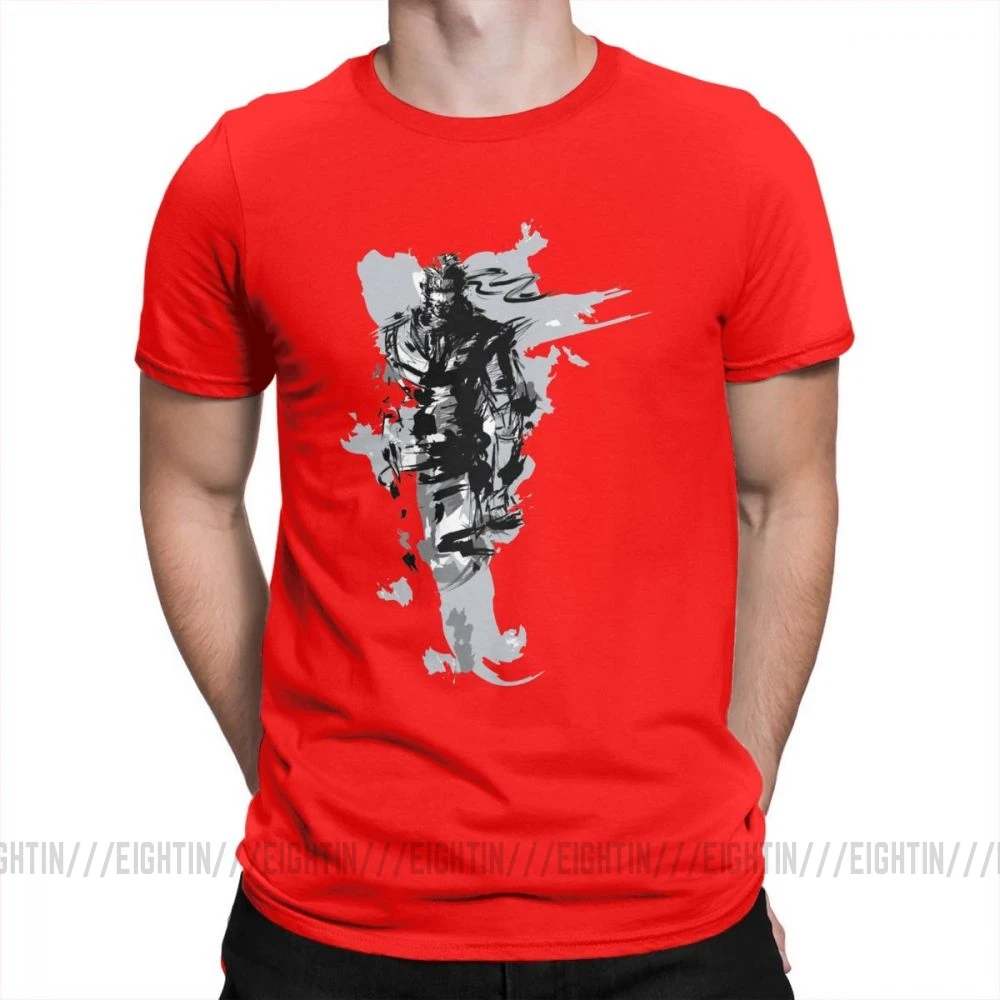 Мужская футболка с металлическим зубчатым принтом «Змея 2»; Новинка; одежда с круглым вырезом и короткими рукавами; футболки из хлопка; серые футболки - Цвет: Красный