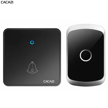 

CACAZI Home Wireless Doorbell 300M Remote CR2032 Battery Waterproof Transmitter US EU UK Plug Receiver 60 Rings 0-110DB Chimes