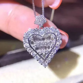 

high quality Delicate Luxury Heart Shaped Crystal Zircon Necklace Pendant Female Romantic Wedding Banquet Elegant Jewelry Gift