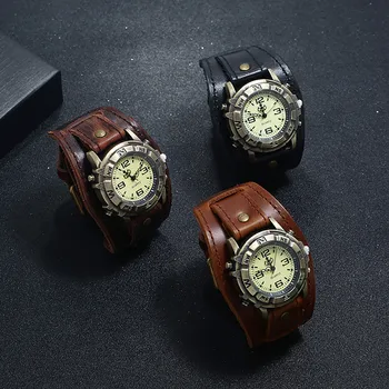 

New retro Men's watch Fashion pin buckle strap Water Resistance Depth 5Bar Leather watch Folding safety buckle for men Y10.21