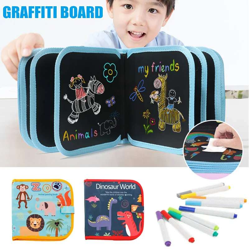 

Newly Portable Painting Book Graffiti Board Writing Pad Erasable Drawing for Children Kids