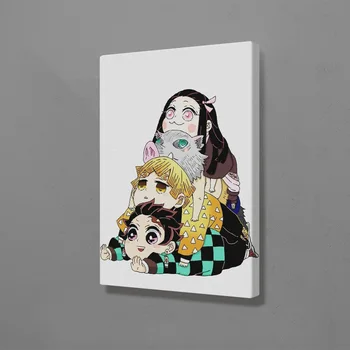 

Tanjiro Zenitsu Inosuke Nezuko Kimetsu no Yaiba Wall Art Canvas Decoration poster prints living room bedroom decor Painting