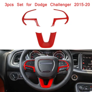 

New Arrival High Quality 3pcs Steering Wheel Moulding Cover Trim Decor Red For Dodge Challenger 2015-19