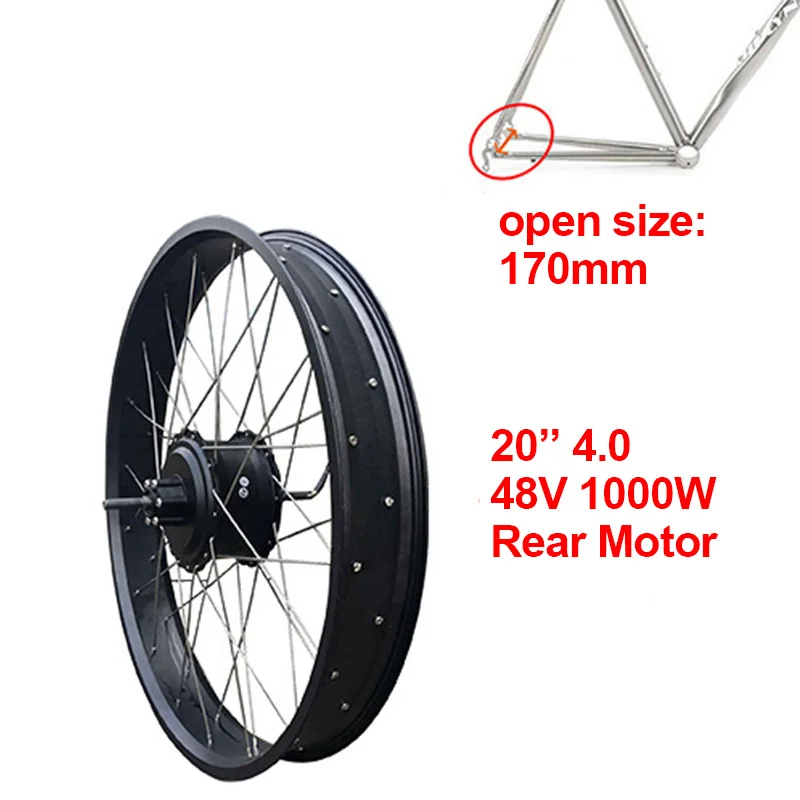20inch 170mm motor 48V1000W Электрический велосипед конверсионный комплект 2" 26" 4. 0fat шины велосипед снег пляж велосипед 48V20AH батарея задний концентратор Мотор колесо для электровелосипеда комплект - Цвет: 20inch 170mm motor