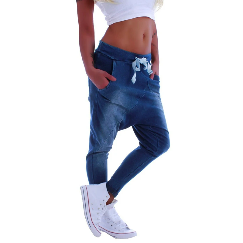 Barato Pantalones bombachos holgados para mujer, pantalón informal Hippie de Color sólido, holgados, de lino y algodón con pierna ancha y farol 33mj6YV0BRl
