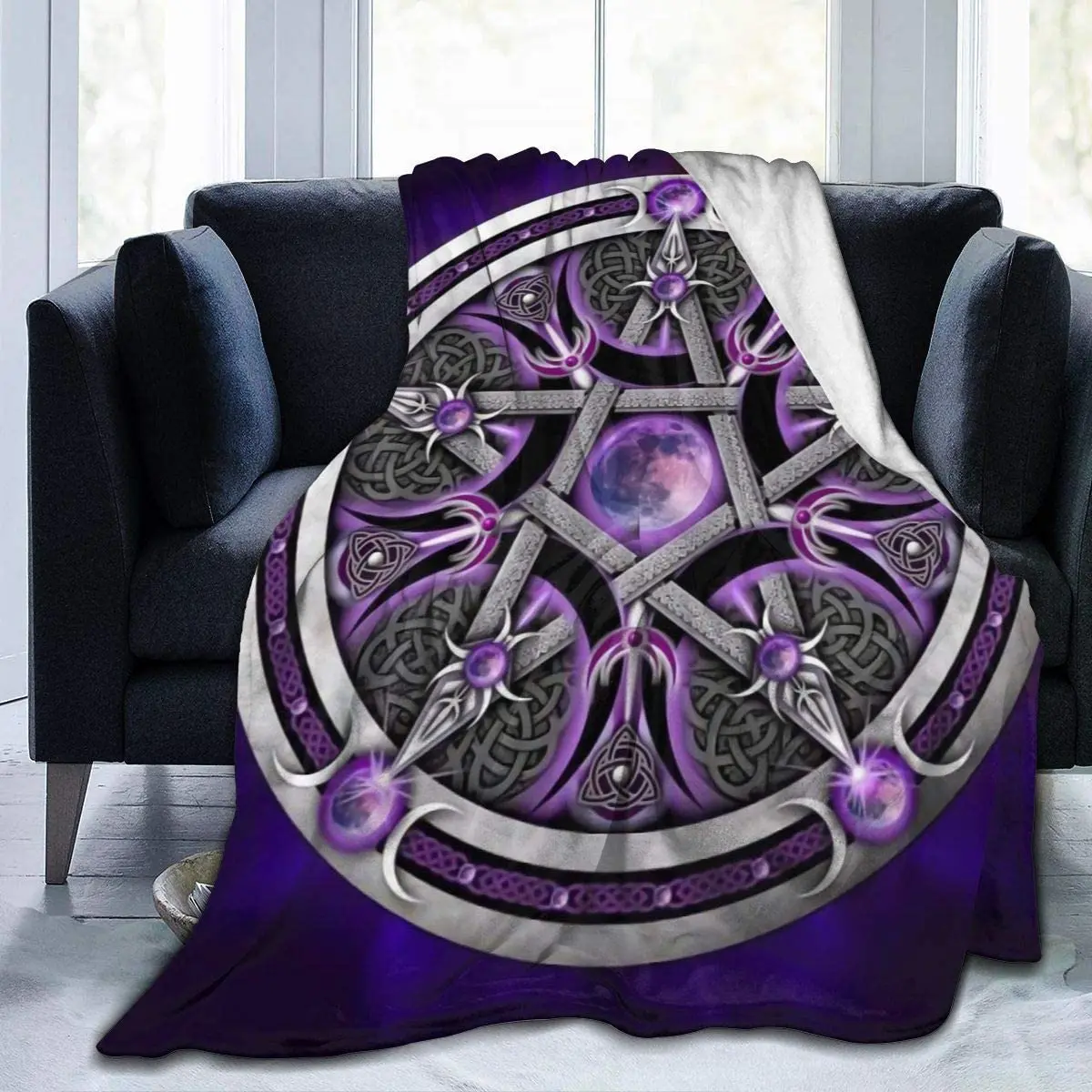 Purpl Star Pentagram Full Fleece Throw Blanket Comforter Plush Soft Cozy Quilt Nursery Bedding Decor Bedroom - Цена: 668,44 - 1 500,77 руб.