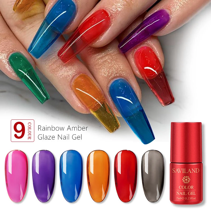 

Popular Rainbow Amber Glass Gel Transparent Jelly Gel Nail Polish 9 Colors