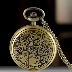 Ретро бронзовые часы с геометрическим узором кварцевые цепи кулон ожерелье подарок римские цифры Кварцевые ожерелья карманные