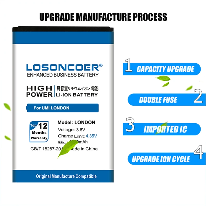 100% Оригинальный LOSONCOER LONDON 3300 мАч аккумулятор для UMI сменный литий ионный телефона