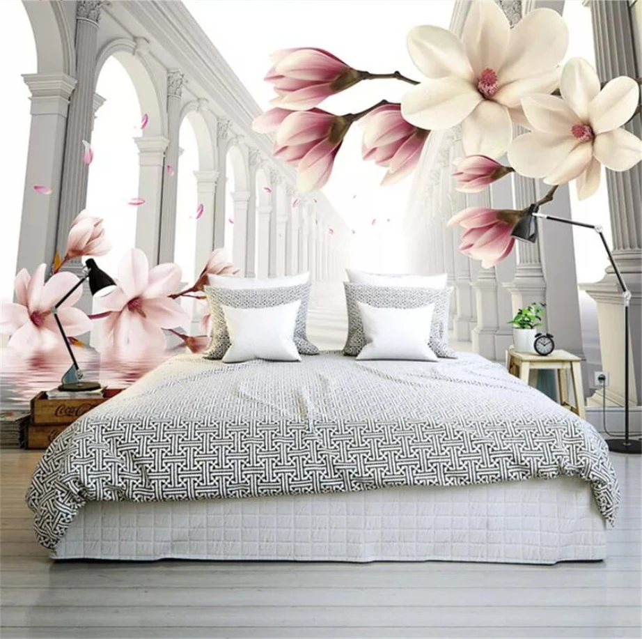 

Free Shipping Customize Wall Stickers Orchid Roman Column Wall Mural Decals Creative Design for Home Deco Photo Wallpaper