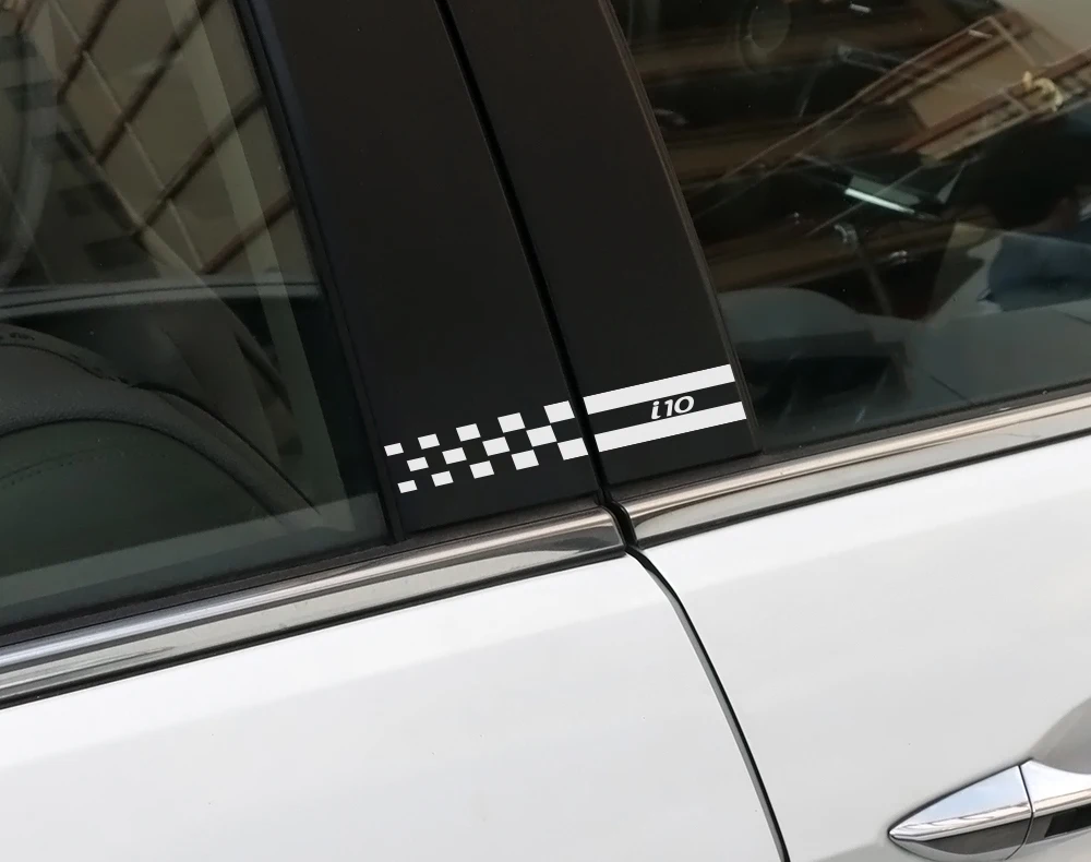 2PCS Auto Window B Pillars Trim Covers Sticker Car Column External Decorative Car Decal Stickers For Hyundai i10 Car Accessories (3)