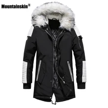 Moutainskin зимнее Мужское пальто с меховым капюшоном, длинная хлопковая куртка, мужские повседневные парки, модные толстые теплые пальто, Мужская брендовая одежда SA611