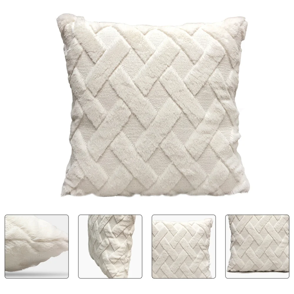 

1PCoft Plush Pillowcase Double-sided Plush Pillowcase Plush Bolster Caseofa Cushion Coverimple Pillow Cover for Home Car