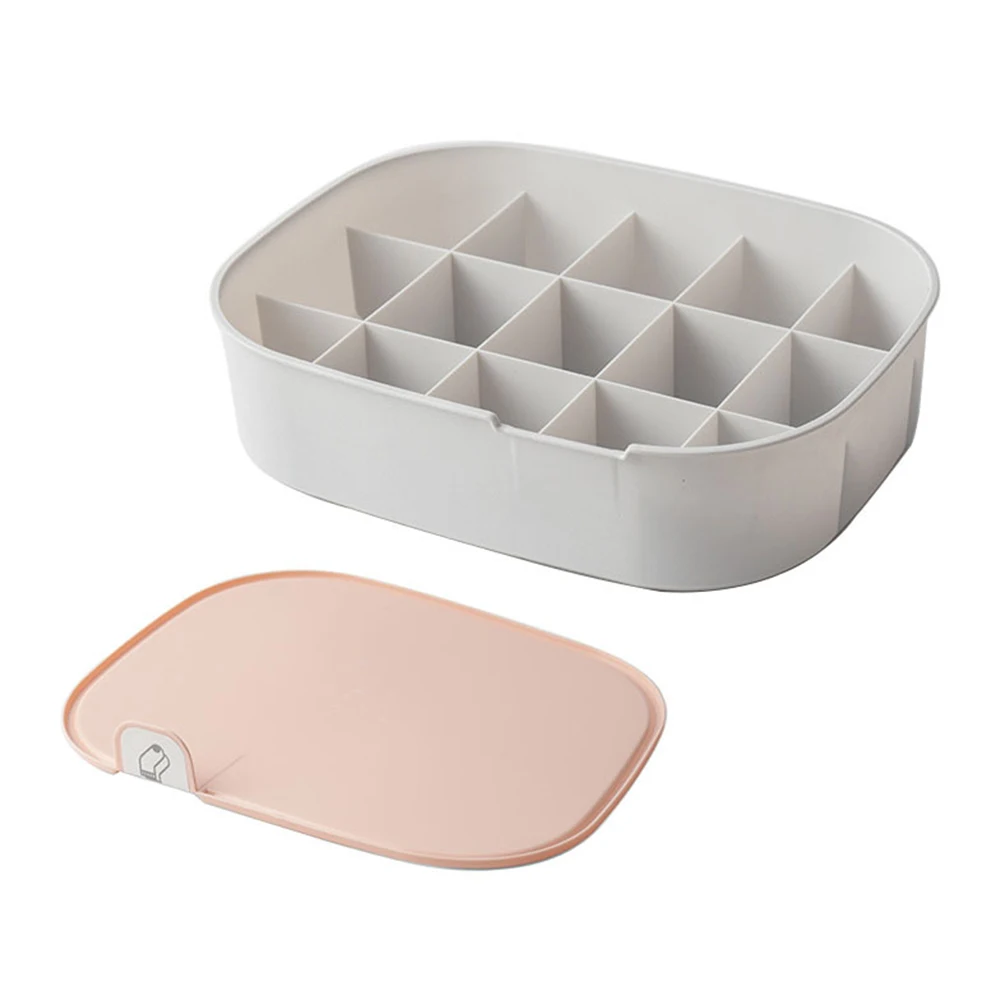 Бытовой пластиковый контейнер для носков, коробка для хранения для раздельного стола, ящик для шкафа, органайзер для домашнего нижнего белья, коробка для хранения бюстгальтеров, коробки для хранения - Цвет: 15 grids pink 1
