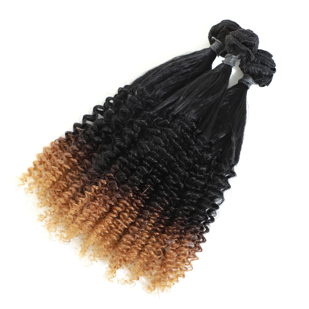Афро Джерри синтетические волосы для наращивания для женщин высокая температура синтетические вьющиеся волосы ткет 8 пряди 240 г все в одной упаковке T30
