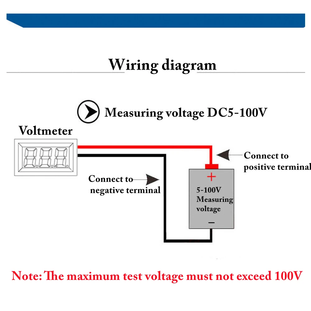 DC 5-100V LED Digital Display Round Two-wire Voltmeter DC Digital  Car Voltage Current Meter Volt Detector Tester Monitor Pane