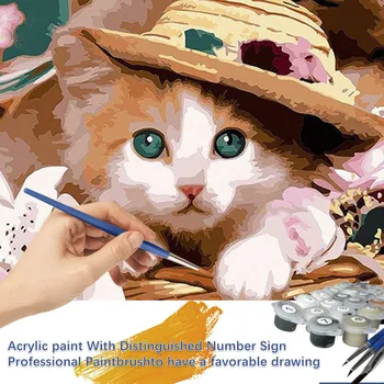 

40x50cm Frameless DIY Painting DIY By Numbers Cute Cat On Canvas Pictures By Numbers Home Decoration DIY Paint For Adults