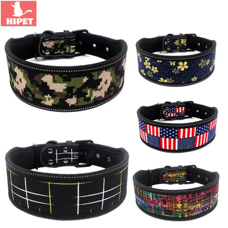

4/5 cm Width Pet Collar For Dog Personalized Reflective Print Waterproof Small Large Dog Pitbull Pug Traning Collar