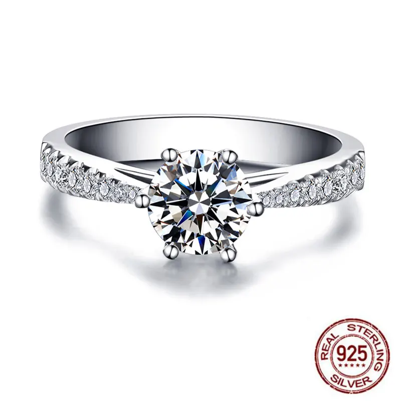 1.2ct 7 25 мм 925 Стерлинговое Серебро AAAAA синтетический фианит с кубической огранкой