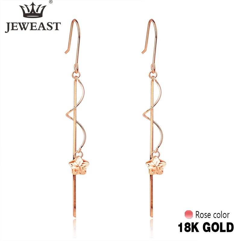 Женские серьги из чистого золота JYM18K однотонные золотистые с кисточками в