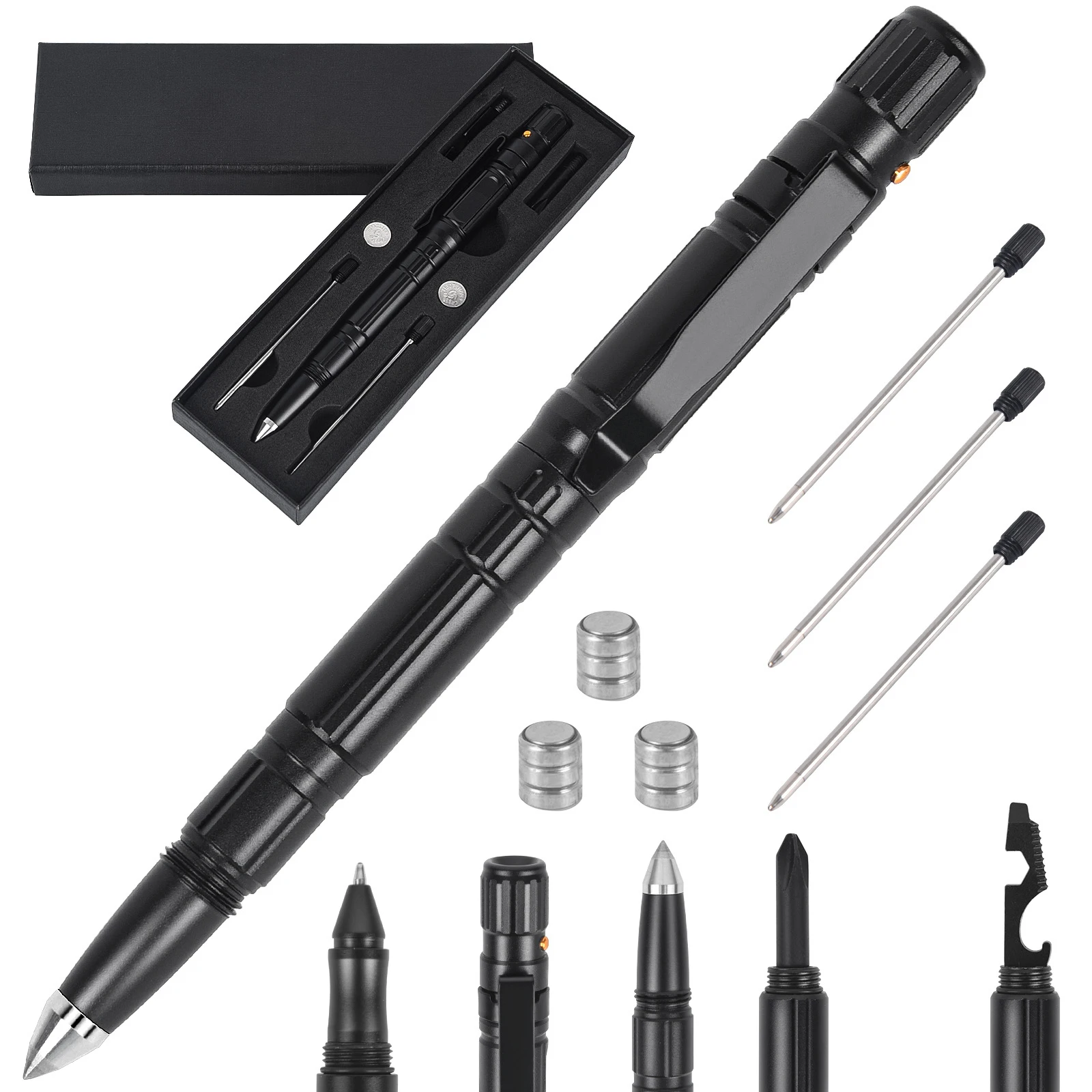 Portable 12-IN-1 Titanium Tactical Fountain Pen Self Defense Emergency Glass Breaker Outdoor Survival EDC Tool Christmas Gift |