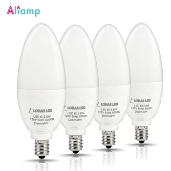 

E12 Base LED Candelabra Bulb Dimmable 75 Watt Light Equivalent 8W Warm White 2700K Home Lighting for Kitchen Dining Room 4Pack