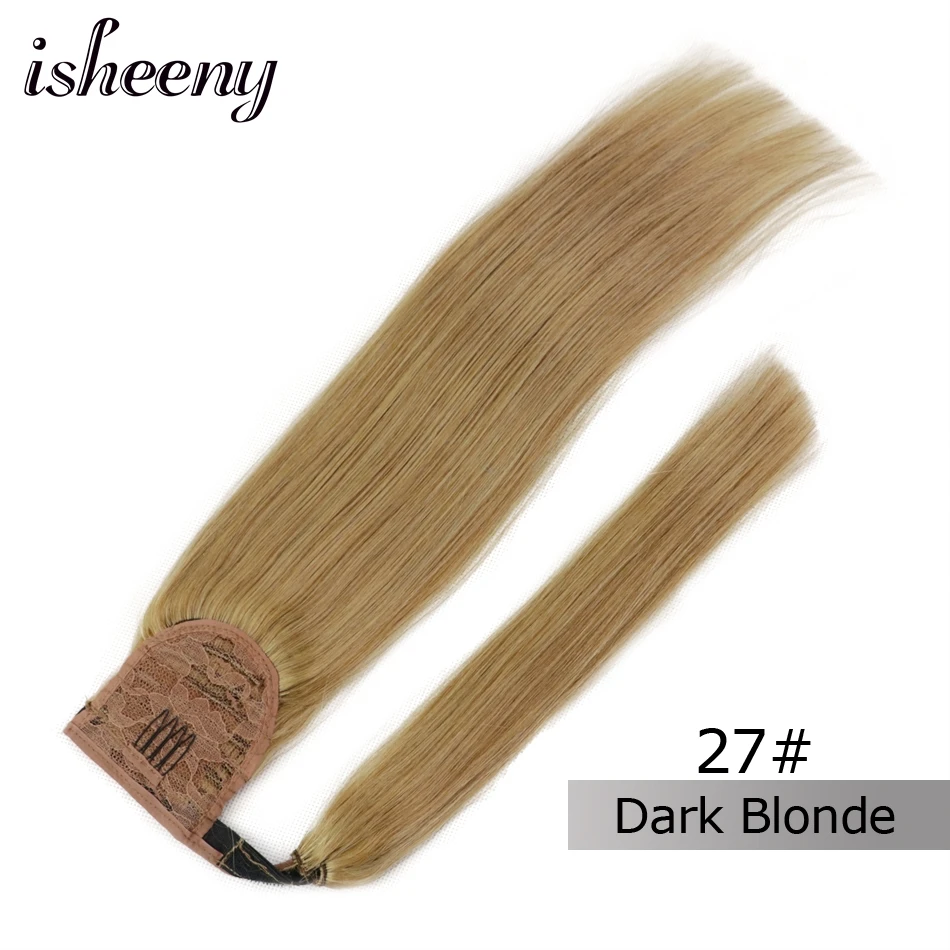 #27 Isheeny Человеческие волосы Remy конский хвост для наращивания 1" 18" 2" человеческие волосы для наращивания на заколках - Цвет: #27