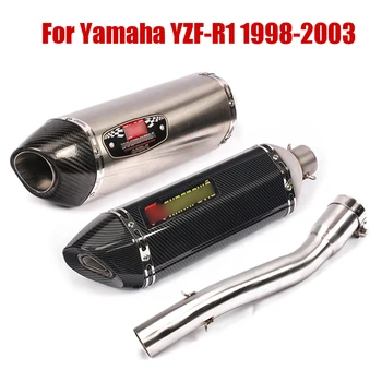 

For Yamaha YZF-R1 1998-2003 Middle Connect Pipe Escape Link Tube + Exhaust Tips Muffler Tail Pipe 51mm Slip On Motorcycle