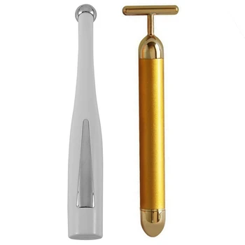 

1x Gold Beauty Bar Anti Wrinkles Face Lift & 1x Electric 2 in 1 Eye Massager Anti Aging Wrinkle Eye Patch Relief