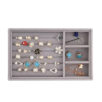 

High Quality Fabric Jewelry Box Jewelry Display Holder Bracelet Ring Earring Button Pendant Tray Case Jewelry Storage Organizer