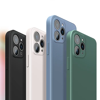 Роскошный мягкий чехол с квадратным краем из жидкого силикона для iPhone 12 11 Pro Max Mini iPhone X XS XR 7 8 6 6S Plus SE 2020, противоударный чехол