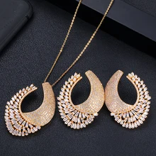 Janeklly модное свадебное ожерелье серьги для женщин аксессуары Полный кубический цирконий для невесты Ювелирные наборы pendientes mujer moda