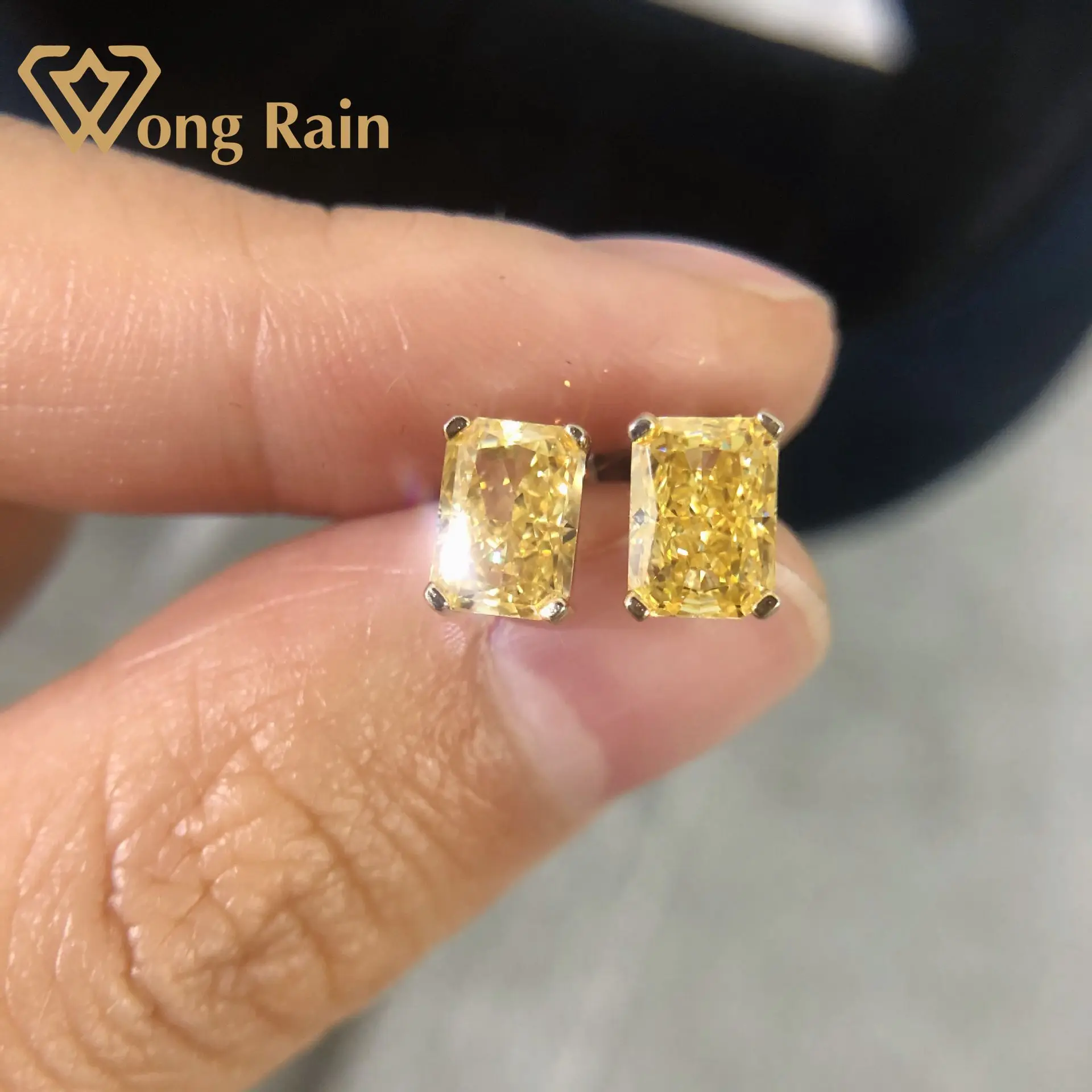 Серьги гвоздики Wong Rain Classic из 100% стерлингового серебра 925 пробы с драгоценным