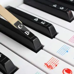Hand-Rolled Letters 37/49/54/61/88 Key Transparent Detachable Music Decal Electronic Piano Keyboard Sticker For Beginners Kid