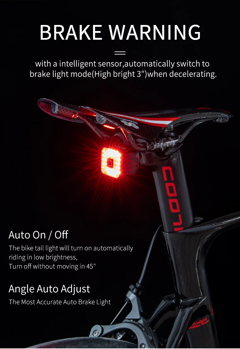 GIYO Smart Fahrrad Bremslicht Rücklicht USB Radfahren Licht Fahrrad La –  Pogo Cycles