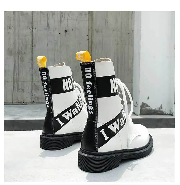 

2019 Autumn Winter Quality Genuine Leather Martin boots Punk Short Boots Lace Up High Heels Women Ankle Boots Party Shoes Woman