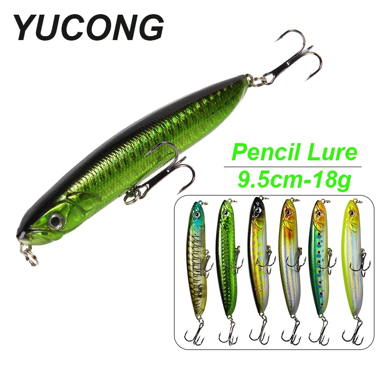 

YUCONG, 1 шт., приманка-карандаш 9,5 см-18 г, Тонущая рыболовная приманка, шумная трость, искусственная жесткая приманка, cebo Pesca Isca