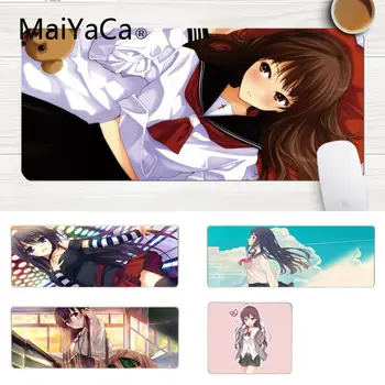 

MaiYaCa Your Own Mats Anime School Girl Long Hair Gamer Speed Mice Small Rubber Mousepad Laptop Gaming Lockedge Mice Mousepad