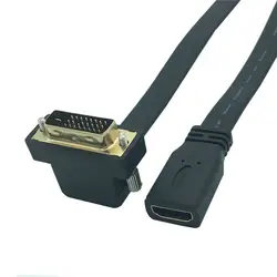 DVI-D 24 + 1 Мужской 90 градусов под прямым углом к HDMI Женский Кабель 0,3 м