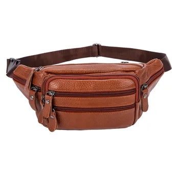 

2020 Newest Style PU Leather Waist Belt Bag Multiple Zipper Waist Bag Unisex Waist Bag