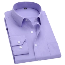 Однотонные фиолетовые Мужские рубашки размера плюс, 6XL, 5XL, 4XL, 3XL, мужские рубашки высокого качества с длинным рукавом классического дизайна, деловые мужские рубашки для работы