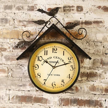 

Modern Classic Wall Clock Mute Duvar Saati Bird Rustic Wall Decor Antique Living Room Double Face Digital Quartz L