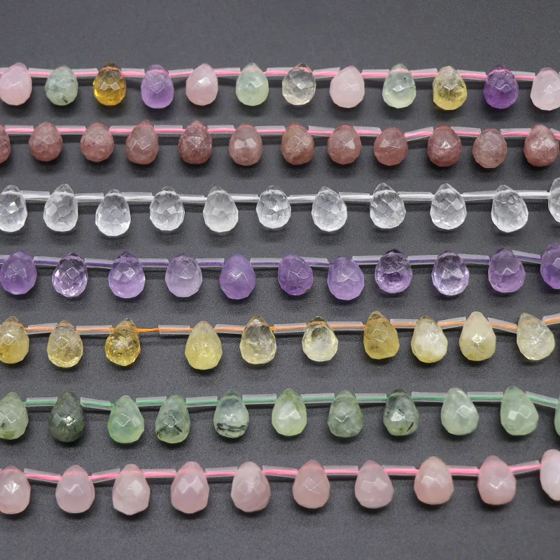 10*14mm Natural Stone Pink Crystal Drop-shaped Faceted Loose Beads Beaded for Women Jewelry Making DIY Bracelet Necklace Parts