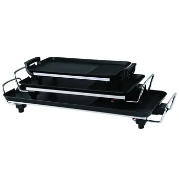 

Black Non-slip Feet Variable Heat Settings Electric Teppanyaki Table Top Grill Griddle BBQ Barbecue Camping With Spatula