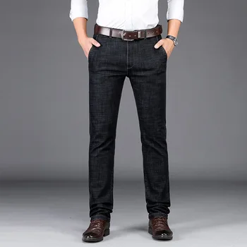 

Free shipping 2019 autumn and winter new men's casual straight jeans high waist stretch thick jeans