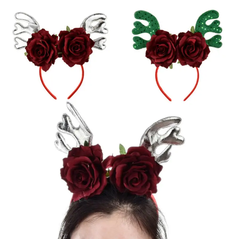 Christmas Headband Reindeer Antler Elk Rose Xmas Tree Head Hoop Party Decoration | Детская одежда и обувь