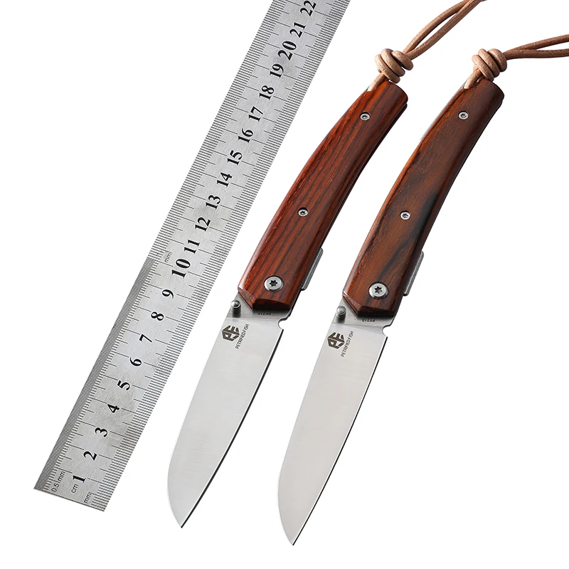 Petrified fish 12C27 steel folding knife wood handle  pocket  knives outdoor camping Hiking EDC tool fruit knife PF719