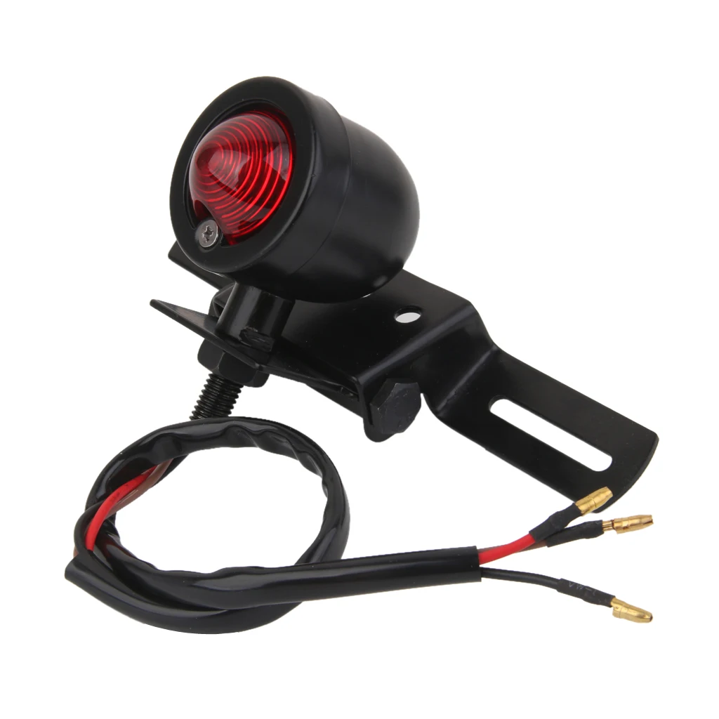 Motorcycle Rear License Brake Black Tail Light For Chopper Bobber 