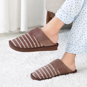 

Warm Cotton Mens Winter Home Slippers Non-slip Keep Warm Unisex Indoors Bedroom Floor Shoes Comfortable Couple Fur Slippers