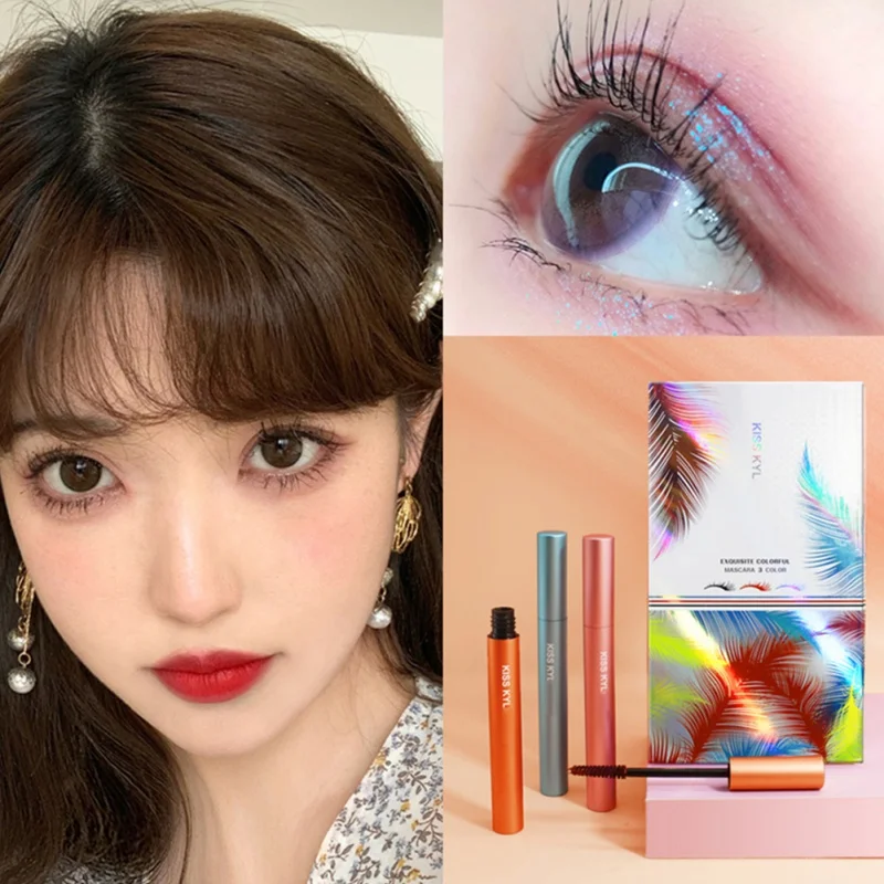 

Curling Thick Lengthening Colored Mascara Warped Dense Three-color Aluminum Tube Colorful Mascara Set